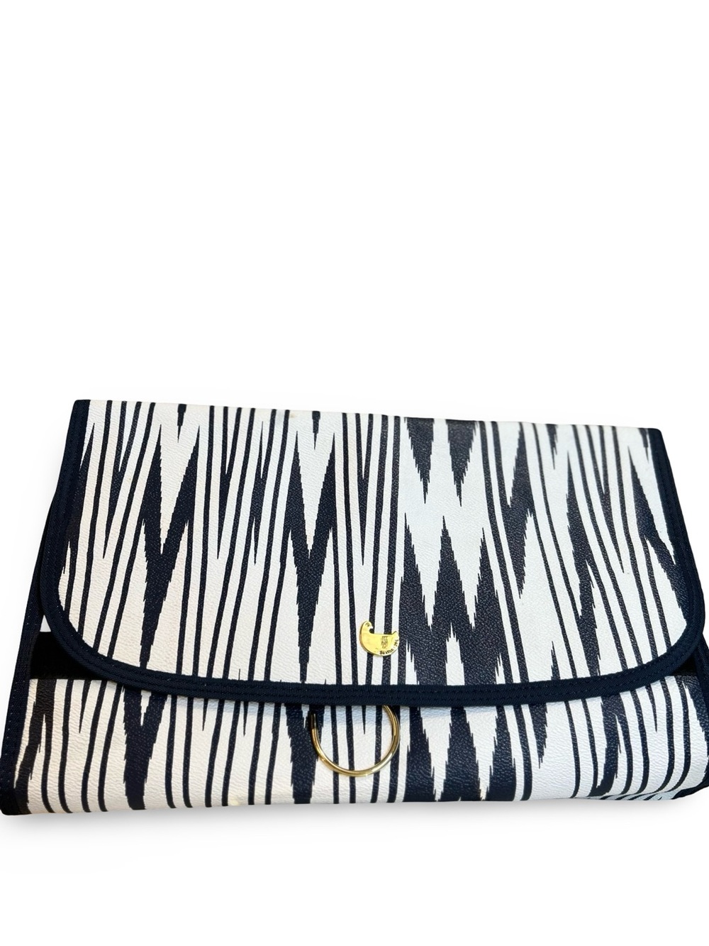 Buxton Navy & White Hanging Fold-Over Cosmetic Case NEW